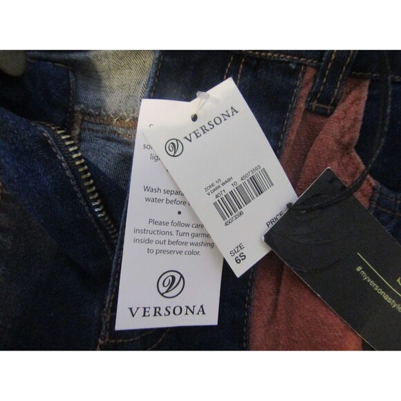 Versona Flare Jeans Striped Patchwork Colorblock 70s Boho NWT Size 6 Sm - Picture 9 of 9